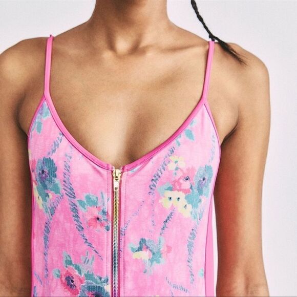 NWT LoveShackFancy X Beach Riot Pink Cheryl One Piece Hints of Hibiscus Suit S - Picture 5 of 14